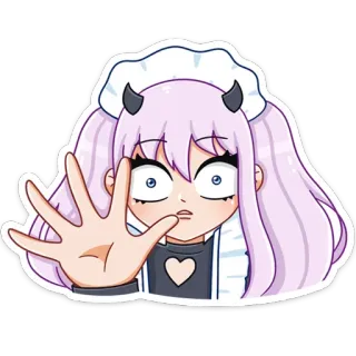 ⛔️ Anime Mädchen, Cartoon Figur, Süß, Maid Outfit, Stopp Geste telegram sticker