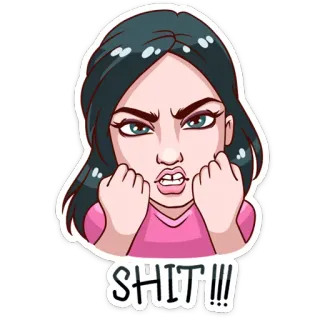 👿 SHIT!!! angry, woman, frustrated, curse word, expression, cartoon telegram sticker