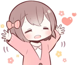 🙌 Аниме, Мультфильм, Милый, Девушка, Счастливый, Каваий, Чиби telegram sticker