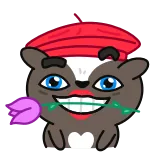 😁 animale, cartone animato, fiore, berretto, carino telegram sticker