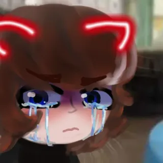 😭 llorando, diablo, cuernos, triste, anime, dibujos animados whatsapp sticker