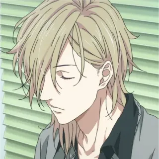 😞 anime, cabelo loiro, olhos fechados, mangá, masculino telegram sticker