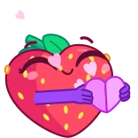 🥰 Erdbeere, Herz, Obst, Cartoon whatsapp sticker