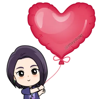 ❤️ @maydroid character, balloon, heart, girl, woman, cartoon, chibi telegram sticker