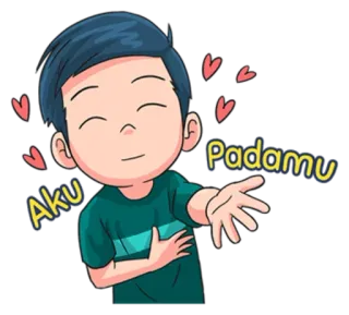 💕 Aku Padamu tình yêu, tình cảm, hoạt hình, con trai, lời chào, trái tim whatsapp sticker