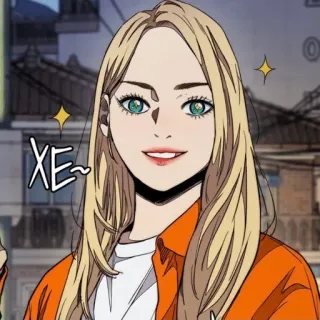 🌟 XE~ anime, ragazza, bionda, carina, scintillio, cartone animato telegram sticker