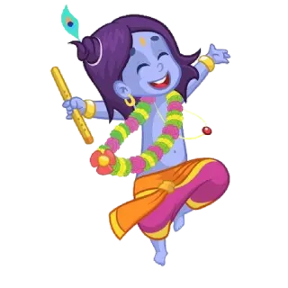 😆 Krishna 印度教, 神, 奎师那, 宗教, 印度, 长笛, 神祇 telegram sticker