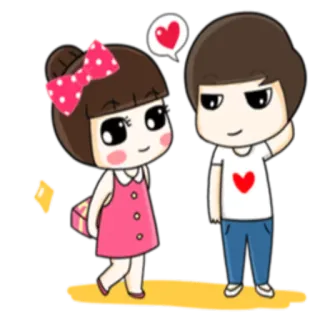 ❤ dessin animé, couple, amour, romance, cœur, cadeau, mignon telegram sticker