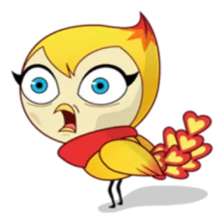 😨 Hoạt hình, Chim, Vàng, Cú mèo, Động, Dễ thương telegram sticker