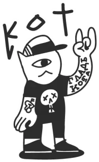 🤘 KOT kat, cartoon, sticker, dier, schattig, illustratie telegram sticker