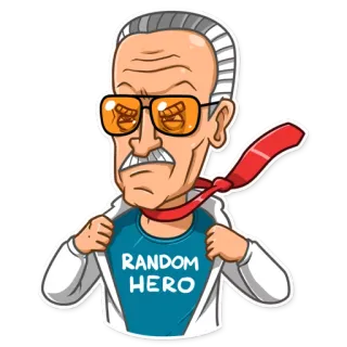 😠 RANDOM HERO hero, stan lee, comics, superhero, random, glasses, cartoon telegram sticker