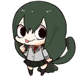 🤔 Tsuyu Asui My Hero Academia Tsuyu Asui, My Hero Academia, Anime, Manga, Charakter, Sticker, Süß, Chibi telegram sticker