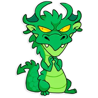 😈 dragão, desenho animado, adesivo, fantasia, monstro, criatura mítica, verde, fofo telegram sticker
