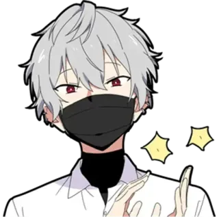 👏 anime, mask, white hair, red eyes, manga, character telegram sticker