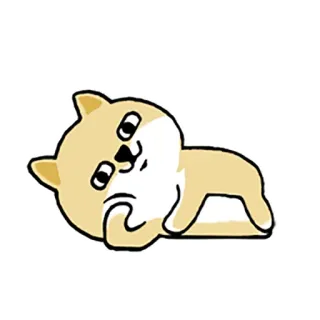 🙂 狗, 柴犬, 可爱, 趴着, 卡通 whatsapp sticker