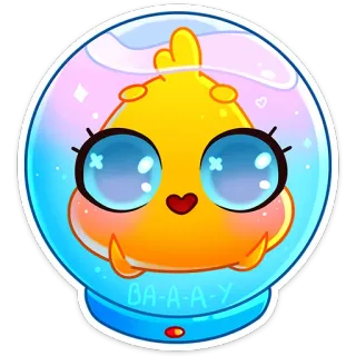 👀 BA-A-A-Y cute, cartoon, fish, yellow, digital art whatsapp sticker