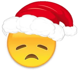 😔 emoji, sedih, natal, topi santa, liburan telegram sticker