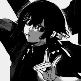 🕷 anime, manga, girl, tongue, peace, pose, dark telegram sticker
