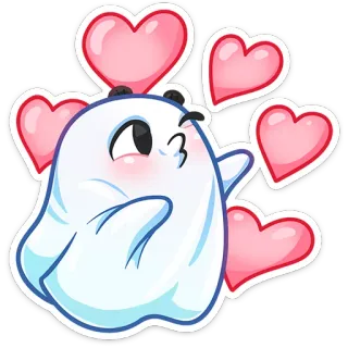 😘 hantu, hati, cinta, imut, kartun, ciuman whatsapp sticker