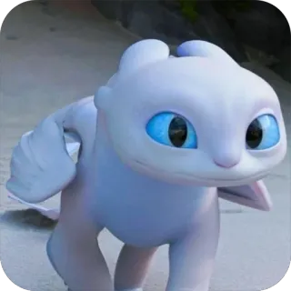 😁 Light Fury How to Train Your Dragon: The Hidden World дракон, белый, фэнтези, животное, милый, анимация whatsapp sticker