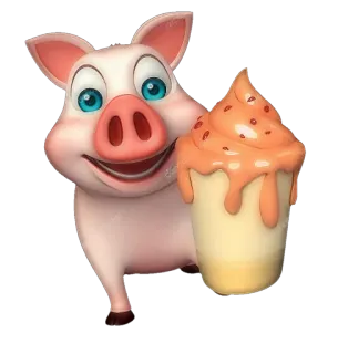 🐷 หมู, ไอศกรีม, การ์ตูน, สัตว์, อาหาร, ของหวาน telegram sticker