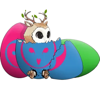 🦉 coruja, cervo, ovo, animal, híbrido, fofo telegram sticker