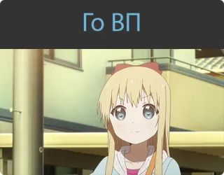 😘 Го ВП Anime Mädchen, blonde Haare, Schleife, Animation, Charakter whatsapp sticker