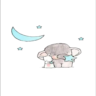 👌 elefante, conejo, estrellas, luna, lindo, animales telegram sticker