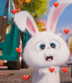 ♥ Snowball The Secret Life of Pets bunny, rabbit, animated, cute, heart, white telegram sticker