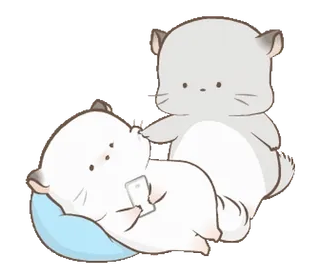 🥰 imut, binatang, chinchilla, kartun, bantal, telepon, santai, tempat tidur telegram sticker