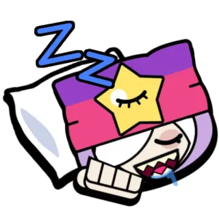 😴 Colette Brawl Stars ZZZ 睡眠, 睡觉, 疲惫, 卡通, 荒野乱斗, 科莱特, 枕头 telegram sticker