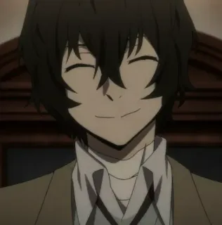 🪙 Osamu Dazai Bungou Stray Dogs anime, Bungou Stray Dogs, Osamu Dazai, mỉm cười, nam, chân dung telegram sticker