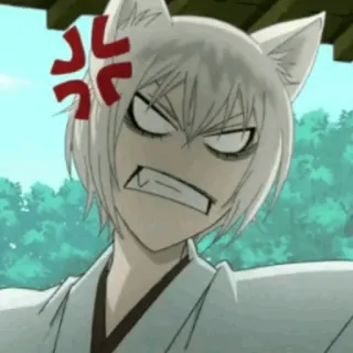🤍 Tomoe Kamisama Kiss アニメ, 怒り, マンガ, 猫, 狐, イライラ whatsapp sticker