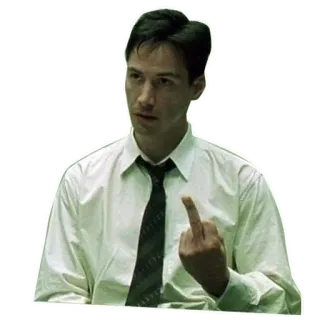 😏 middle finger, offensive, gesture, keanu reeves, matrix, meme telegram sticker