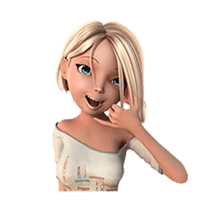 😊 kreskówka, dziewczyna, blond włosy, postać, animacja telegram sticker