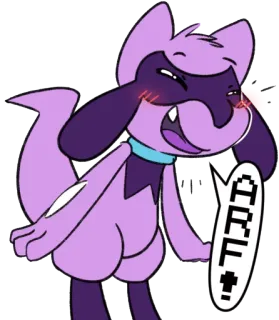 🔊 ARF! สุนัข, การ์ตูน, สัตว์, สีม่วง, ลูกสุนัข, น่ารัก telegram sticker