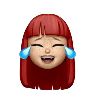 🤣 Emoji, piangere, ridere, faccia, capelli rossi, lacrime, espressione, Emoji Apple telegram sticker