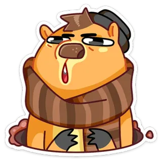 😲 животное, мультфильм, милый, персонаж, наклейка, сурок, шарф, шапка telegram sticker