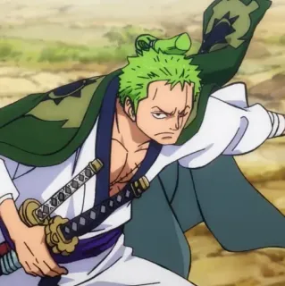 🐉 Zoro One Piece Аниме, Мечи, Ророноа Зоро, зеленые волосы telegram sticker