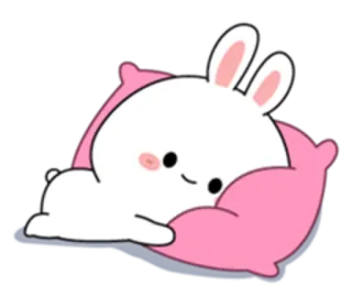 😱 lapin, mignon, oreiller, animal, dessin animé, peluche whatsapp sticker