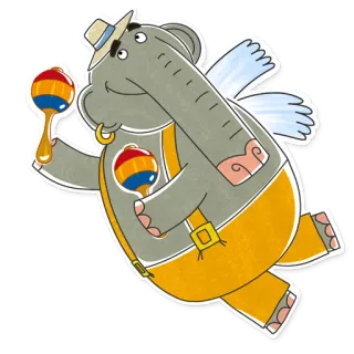 😄 elefante, desenho animado, maracas, voando, animal telegram sticker