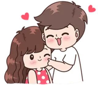 😉 amour, couple, coeurs, dessin animé, affection, mignon telegram sticker