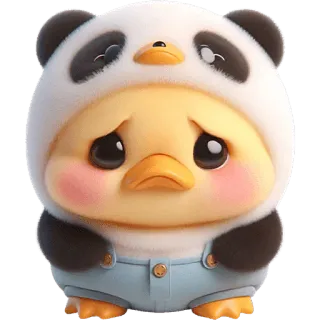 😔 mono, animal, pato, panda, dibujos animados, adorable, kawaii telegram sticker
