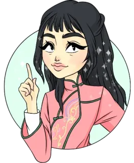 ☝️ cartone animato, donna, indicare, scintillio, personaggio, illustrazione, adesivo telegram sticker