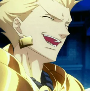 ✨ Gilgamesh Fate anime, blondynka, postać, uśmiechnięta telegram sticker