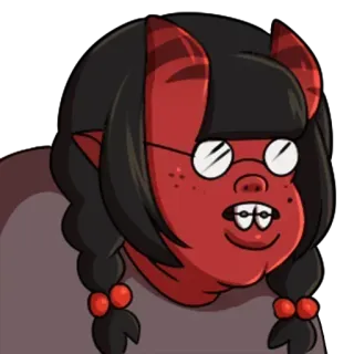 🤓 Dämon, Mädchen, Hörner, Brille, Cartoon telegram sticker