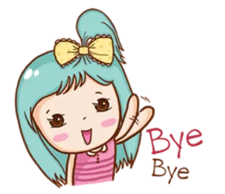 👋 Bye Bye Cartoon, Mädchen, Winken, Gruß, Auf Wiedersehen telegram sticker