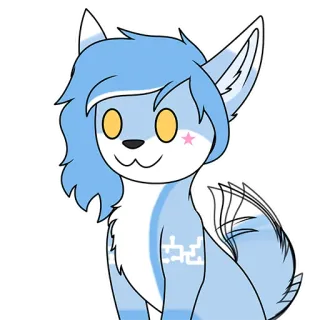 😍 cartoon, anime, cute, kawaii, blue, wolf telegram sticker