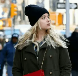🦌 woman, beanie, street, coat, fashion, person telegram sticker