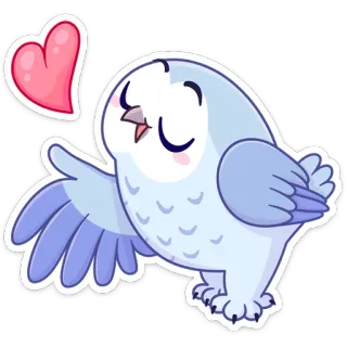 😘 búho, pájaro, amor, corazón, lindo, dibujos animados, pegatina whatsapp sticker